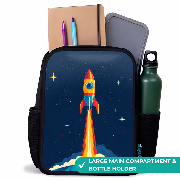 Kids backpack - Black - Rocket - Smoke clouds - Space — 10