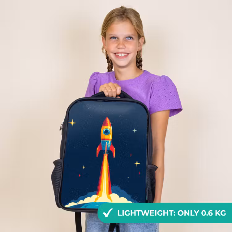 Kids backpack - Black - Rocket - Smoke clouds - Space — 9