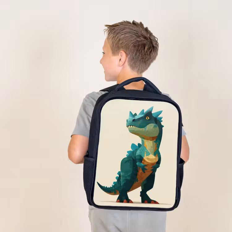 Kids backpack - Black - Spines - Dino - Blue - Muscular — 2