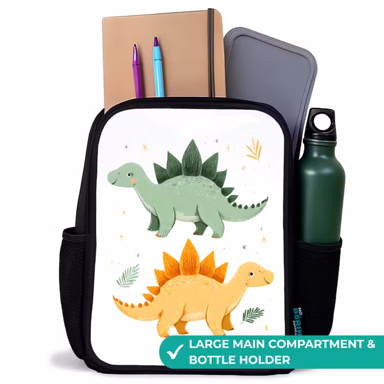 Kids backpack - Black - Stars - Stegosaurs - Leaves - Green — 10