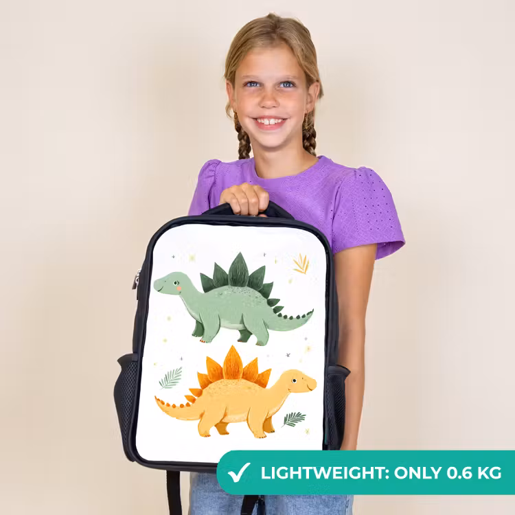 Kids backpack - Black - Stars - Stegosaurs - Leaves - Green — 9