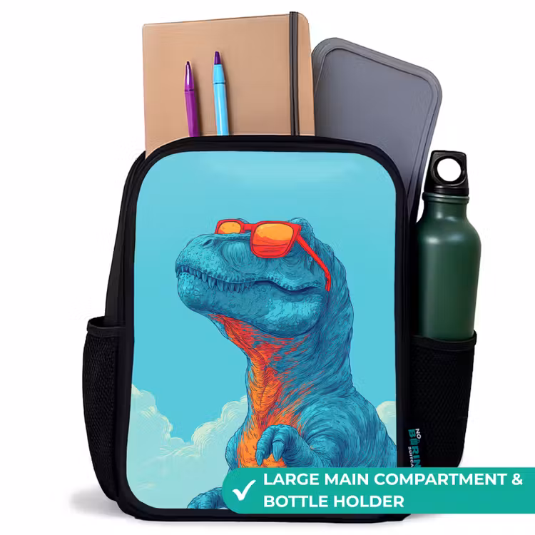Kids backpack - Black - T-Rex - Blue - Clouds - Sunglasses — 10