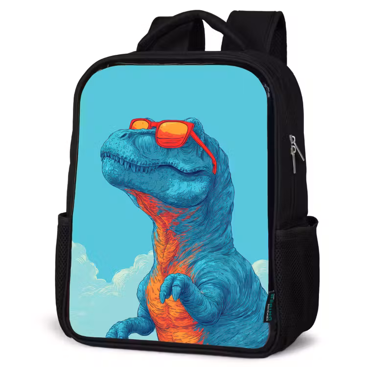 Kids backpack - Black - T-Rex - Blue - Clouds - Sunglasses — 6