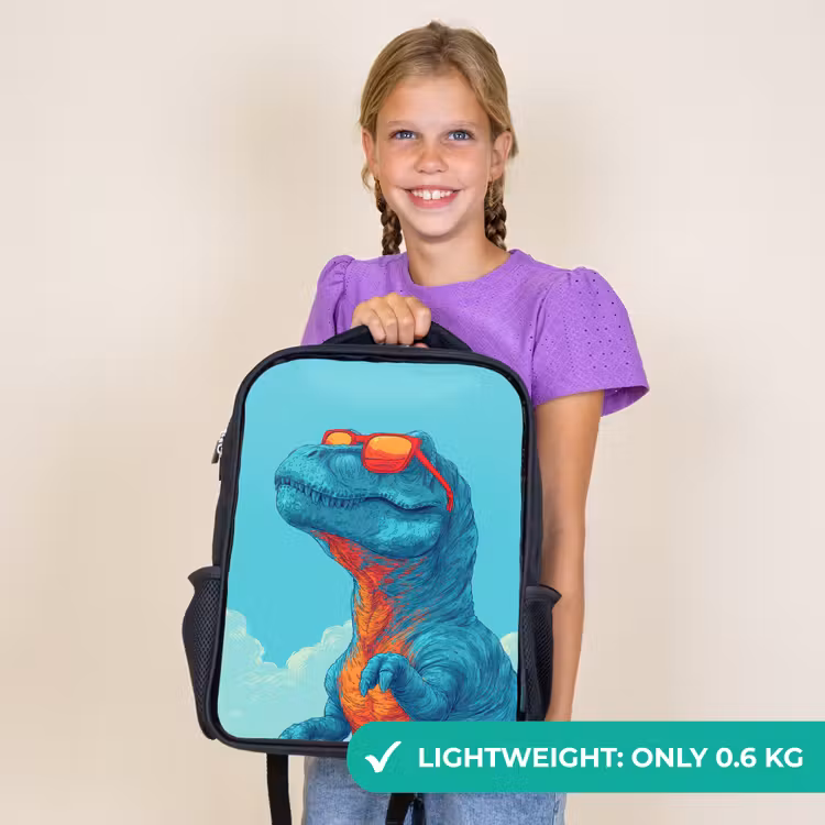 Kids backpack - Black - T-Rex - Blue - Clouds - Sunglasses — 9