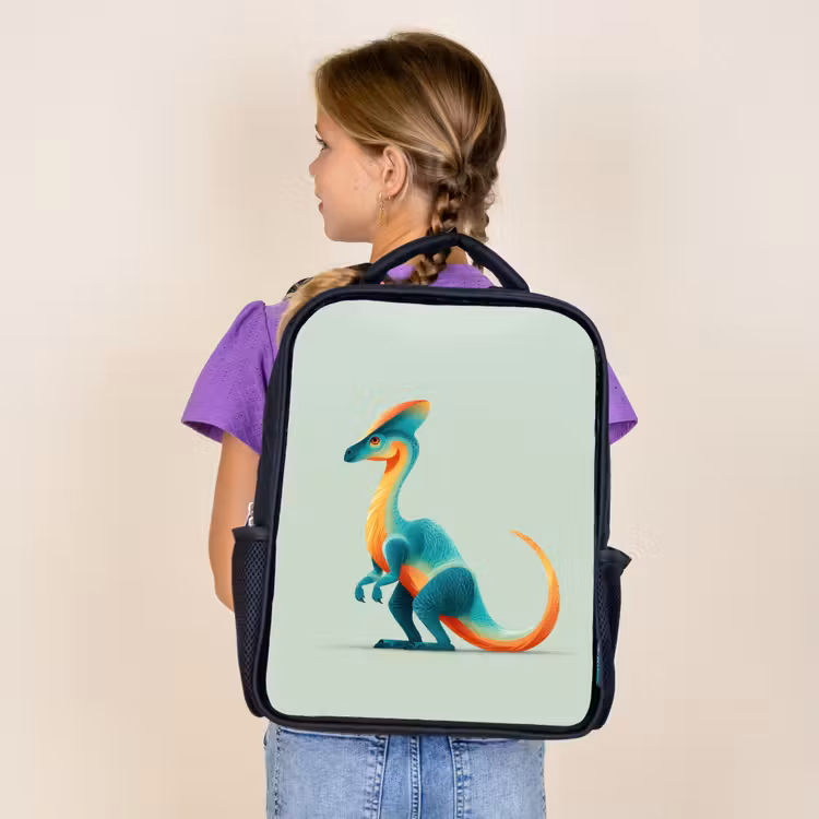 Kids backpack - Black - Tail - Dino - Minimalist - Blue — 4