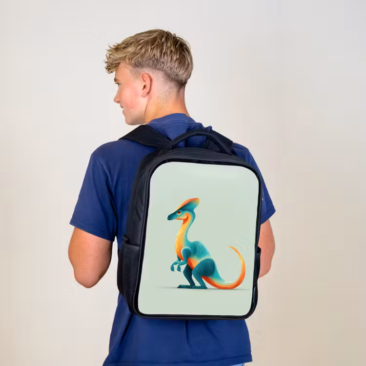 Kids backpack - Black - Tail - Dino - Minimalist - Blue — 5