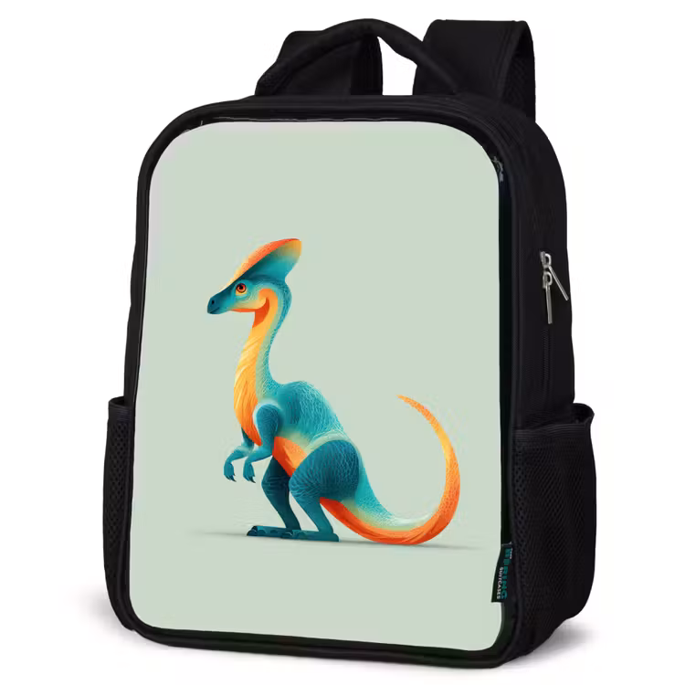 Kids backpack - Black - Tail - Dino - Minimalist - Blue — 6