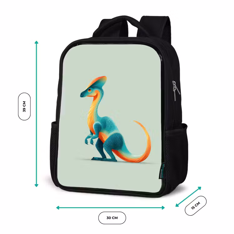 Kids backpack - Black - Tail - Dino - Minimalist - Blue — 8