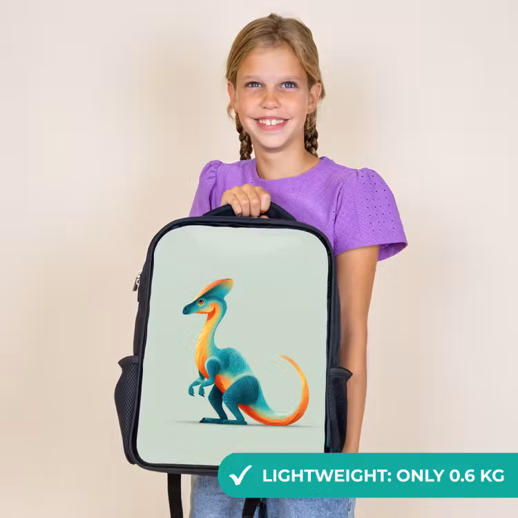 Kids backpack - Black - Tail - Dino - Minimalist - Blue — 9