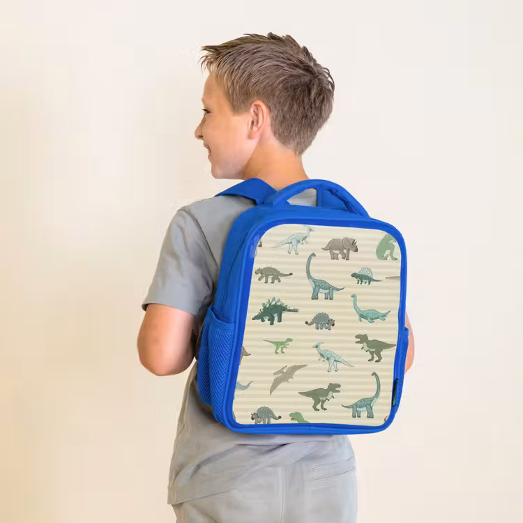 Kids backpack - Blue - Dino - Pattern - Stripes - Green — 2