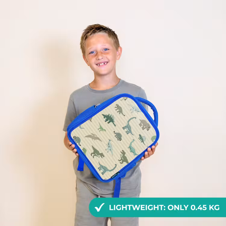 Kids backpack - Blue - Dino - Pattern - Stripes - Green — 3