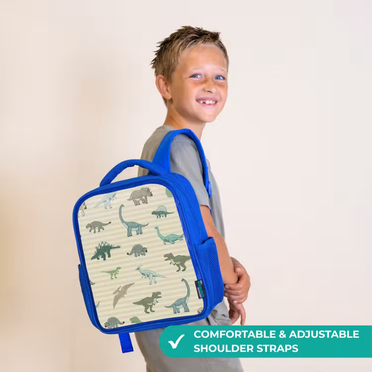 Kids backpack - Blue - Dino - Pattern - Stripes - Green — 4