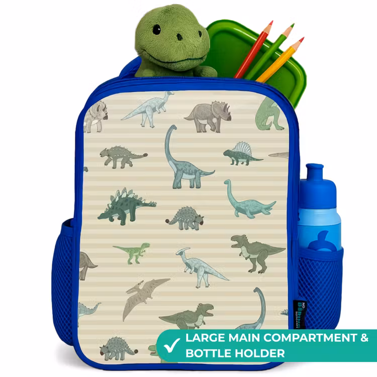 Kids backpack - Blue - Dino - Pattern - Stripes - Green — 5