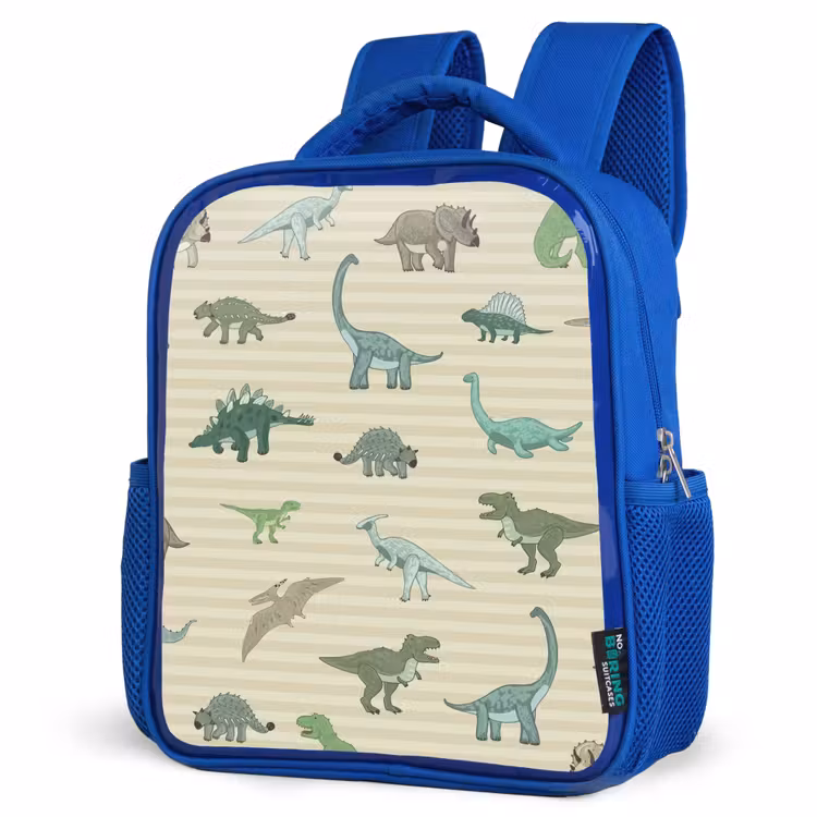 Kids backpack - Blue - Dino - Pattern - Stripes - Green — 7