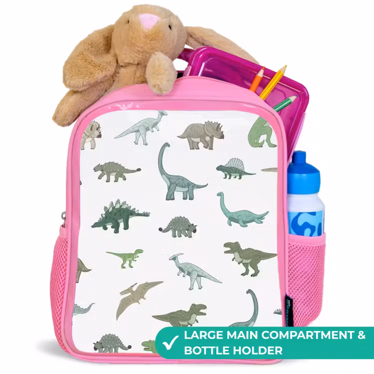 Kids backpack - Pink - Dino - Pattern - Green — 2