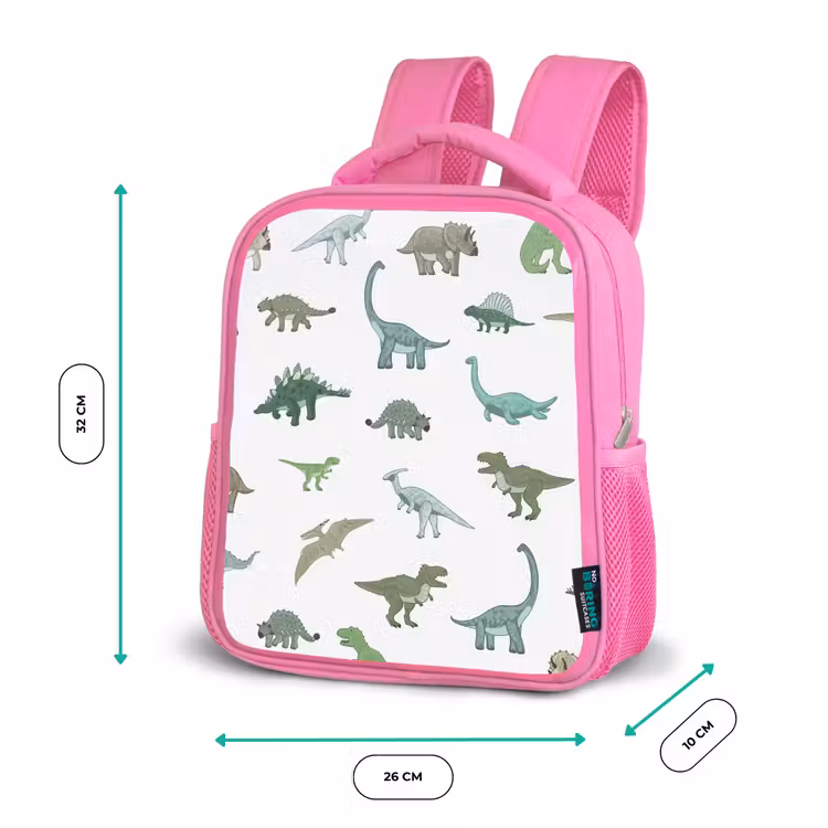 Kids backpack - Pink - Dino - Pattern - Green — 3