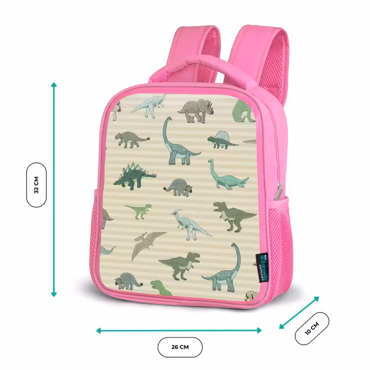 Kids backpack - Pink - Dino - Pattern - Stripes - Green — 3