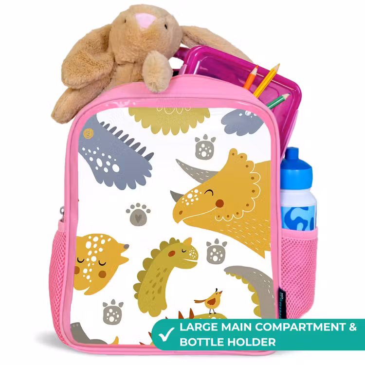 Kids backpack - Pink - Dinosaur - Patterns - Boys - Dino - Kids — 2