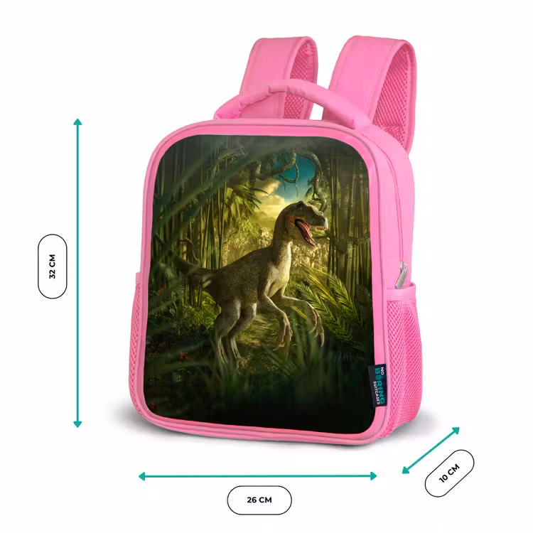 Kids backpack - Pink - Dinosaur - Plants - Green - Illustration - Kids - Boys — 3
