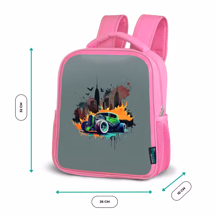 Kids backpack - Pink - Car in ghost town — 3
