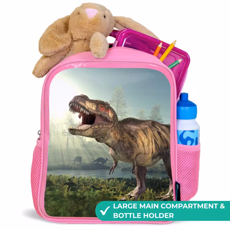 Kids backpack - Pink - Dino - Grass - Drawing - Kids - Boys — 2