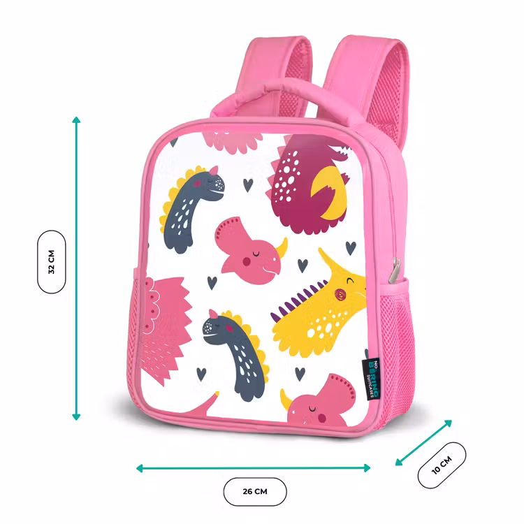 Kids backpack - Pink - Dino - Patterns - Child - Pink - Girls — 3