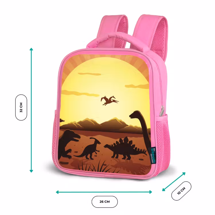 Kids backpack - Pink - Dino - Sun - Nature - Drawing - Kids - Boys — 3