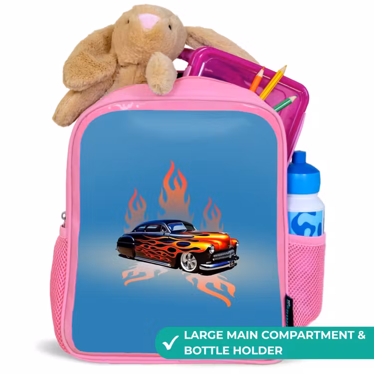 Kids backpack - Pink - Hotrod flames — 2