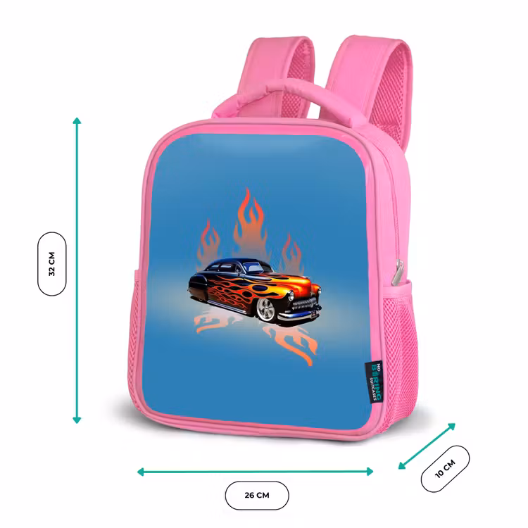 Kids backpack - Pink - Hotrod flames — 3