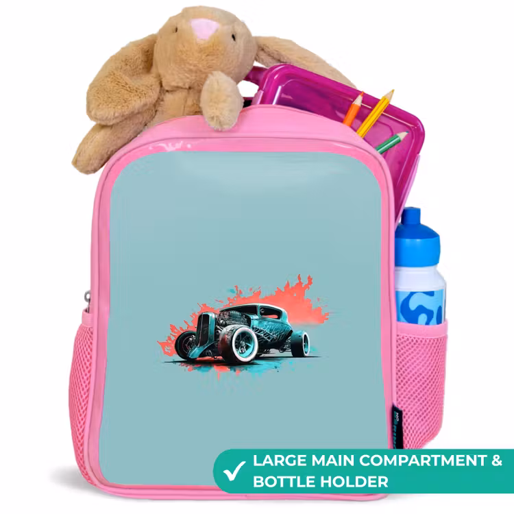 Kids backpack - Pink - Hotrod turquoise — 2