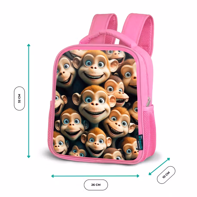 Kids backpack - Pink - Monkey Strokes — 3