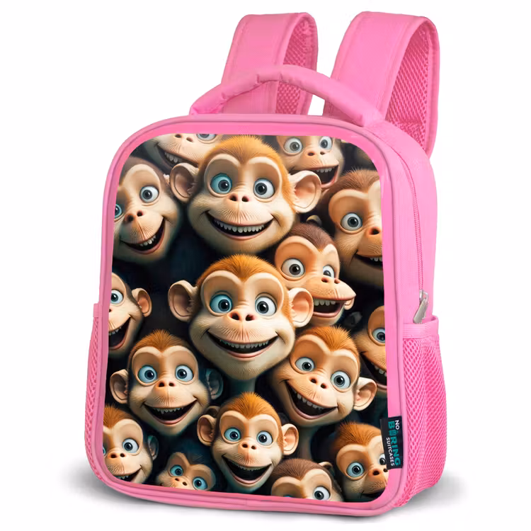 Kids backpack - Pink - Monkey Strokes — 4