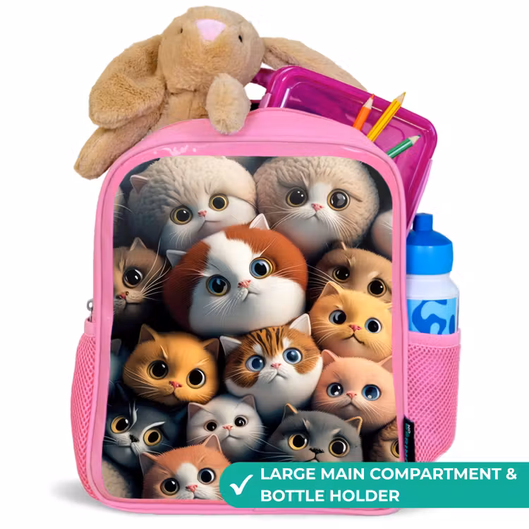 Kids backpack - Pink - Orange Cats — 2
