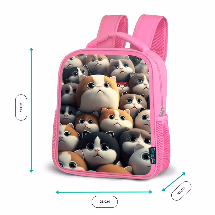 Kids backpack - Pink - Patches of Cats — 3