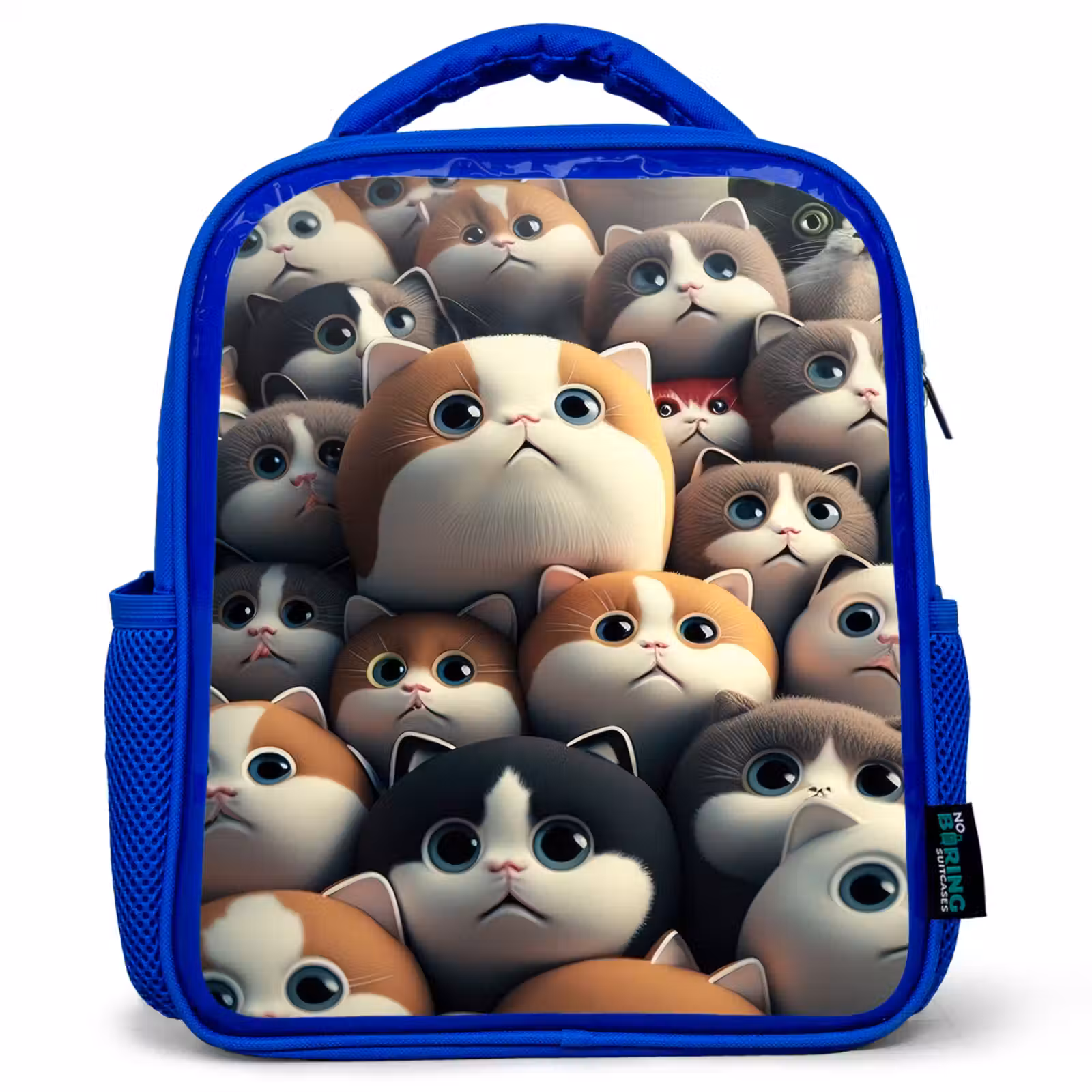 Kids backpack - Blue - Patches of Cats — 1