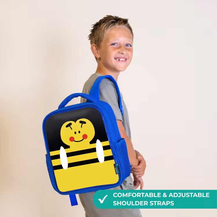 Kids backpack - Blue - Animal portrait - bee - yellow — 4