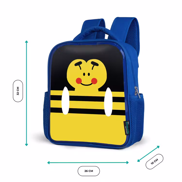Kids backpack - Blue - Animal portrait - bee - yellow — 6