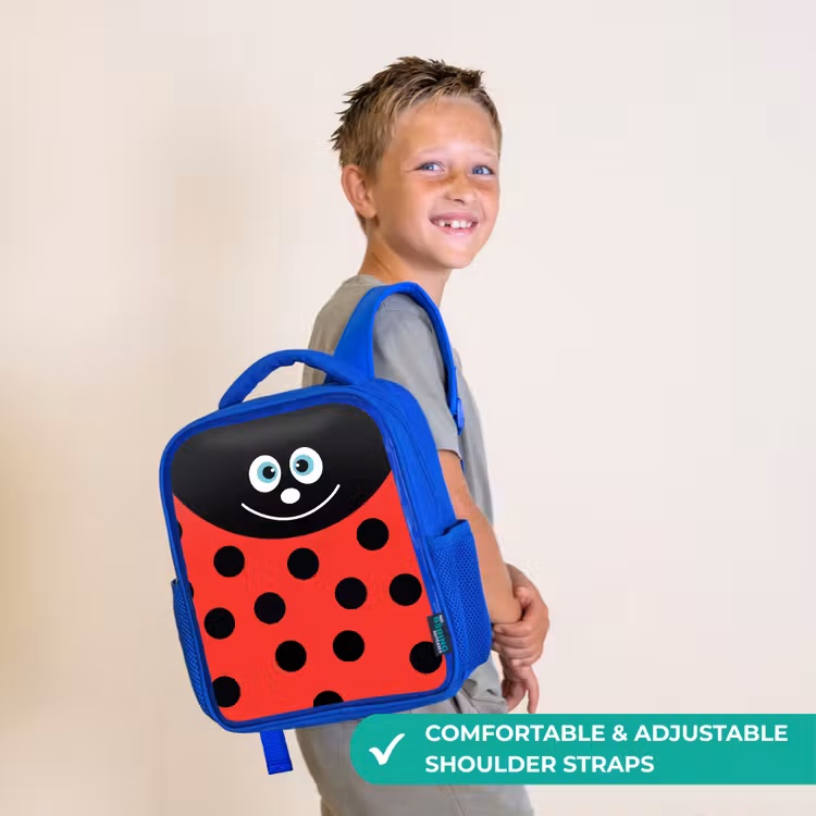Kids backpack - Blue - Animal portrait - Ladybug - red — 4