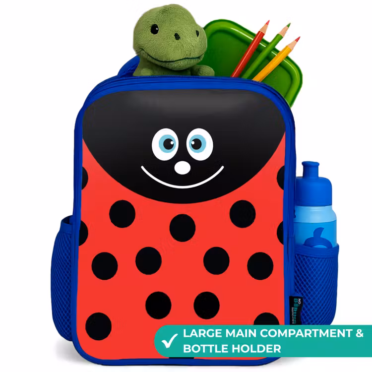 Kids backpack - Blue - Animal portrait - Ladybug - red — 5
