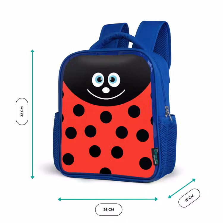 Kids backpack - Blue - Animal portrait - Ladybug - red — 6