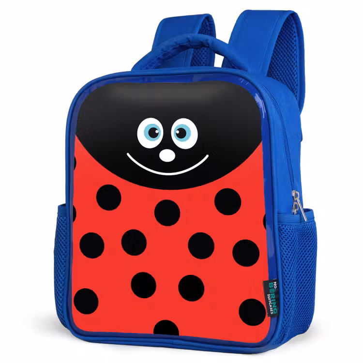 Kids backpack - Blue - Animal portrait - Ladybug - red — 7
