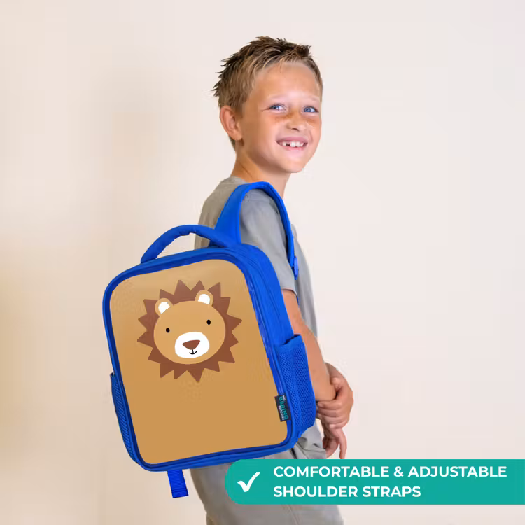 Kids backpack - Blue - Animal portrait - Lion - Brown — 4