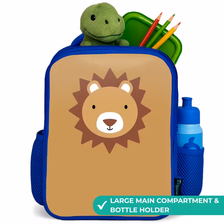 Kids backpack - Blue - Animal portrait - Lion - Brown — 5