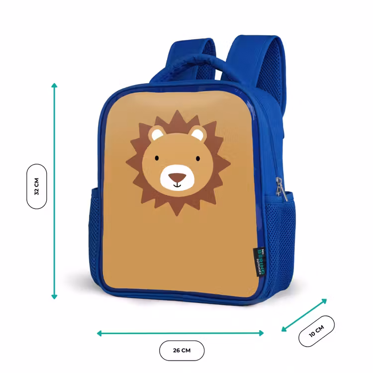 Kids backpack - Blue - Animal portrait - Lion - Brown — 6
