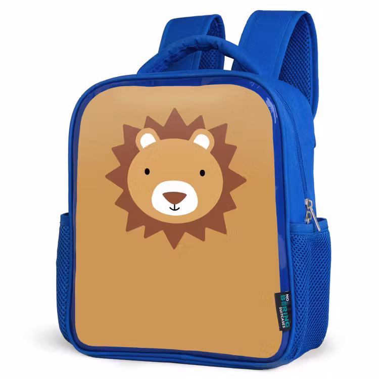 Kids backpack - Blue - Animal portrait - Lion - Brown — 7
