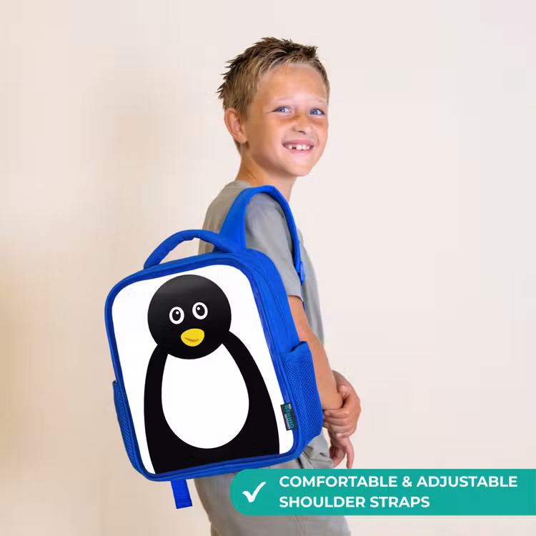 Kids backpack - Blue - Animal portrait - penguin - children — 4