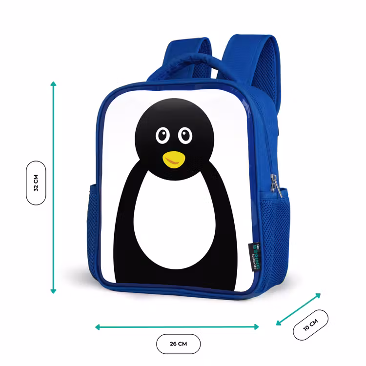 Kids backpack - Blue - Animal portrait - penguin - children — 6