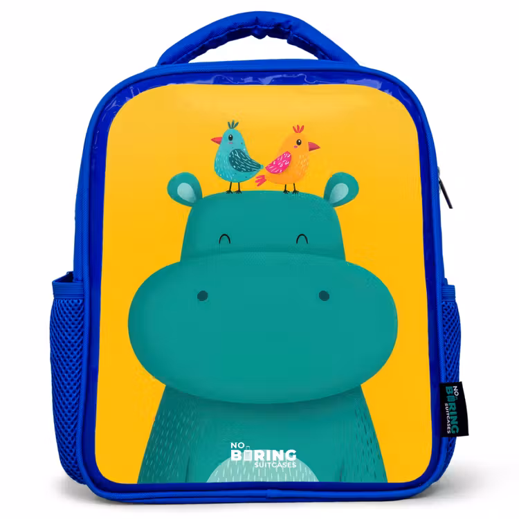 Kids backpack - Blue - Hippo - Birds - Yellow — 1