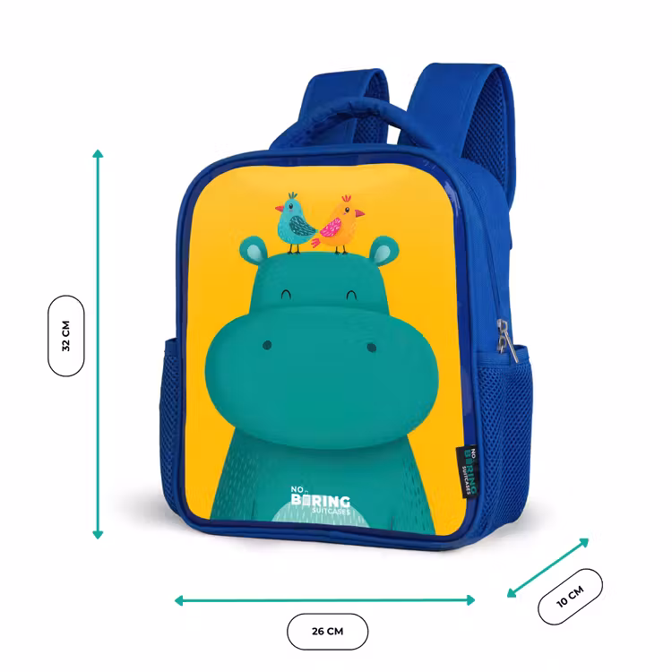 Kids backpack - Blue - Hippo - Birds - Yellow — 6