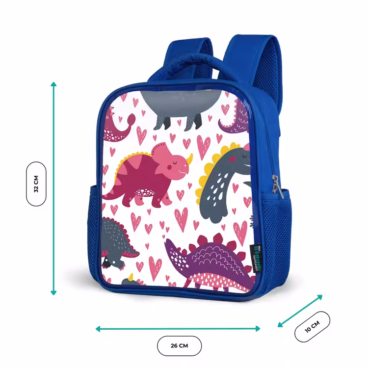 Kids backpack - Blue - Dino - Heart - Patterns - Pink - Girls - Dinosaur — 6